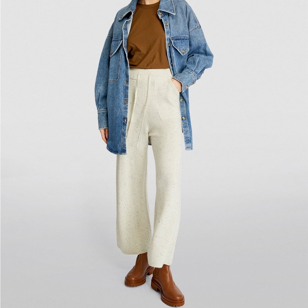 NWT Paige Olivine Cashmere Pants in Ivory Multi